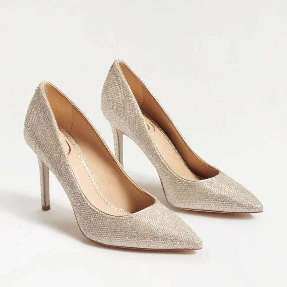 Sam Edelman | Hazel Pointed Toe Pumps | Light Gold Mesh | Size 10